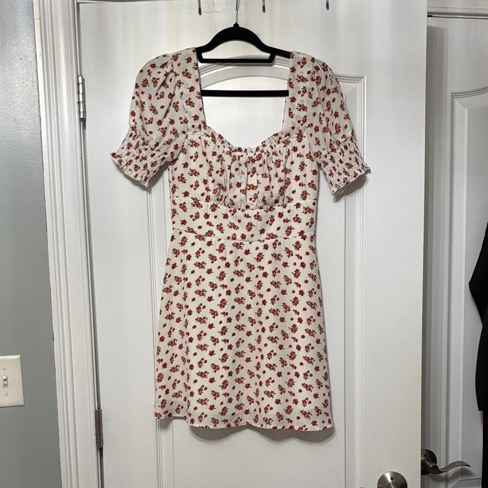 Trixxi White and Red Floral Mini Dress